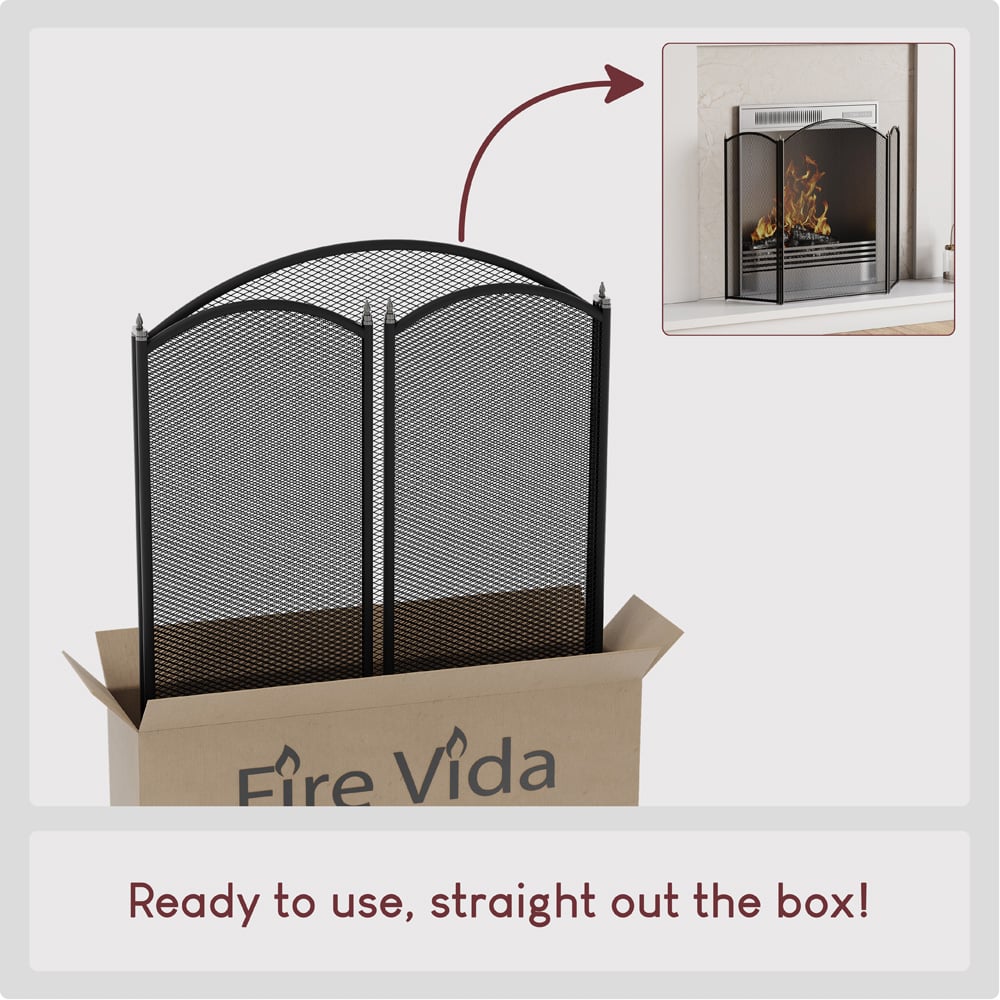 Fire Vida Selby 3 Panel Fire Guard Black Image 3