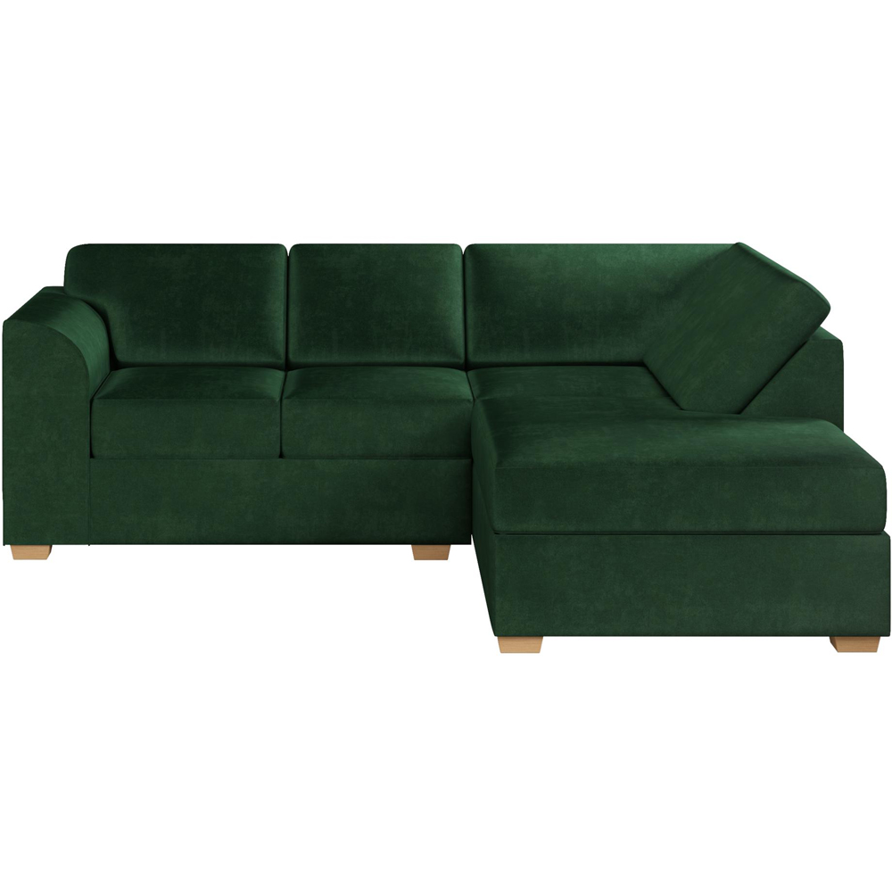 Modo 3 Seater Forest Green Plush Velvet Right Hand Fixed Back L-Shape Corner Sofa Image 3
