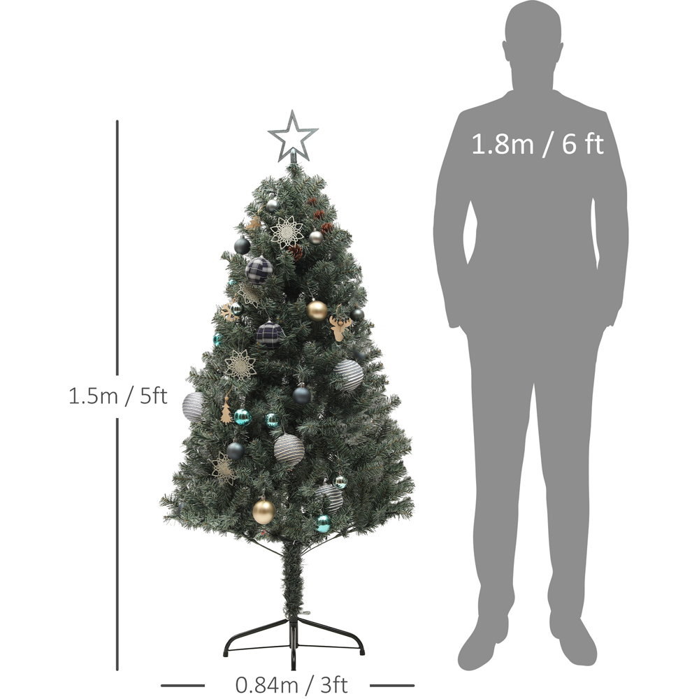 Everglow Warm White LED Pre-Lit Artificial Christmas Tree with Blue Decorations 5ft Image 7