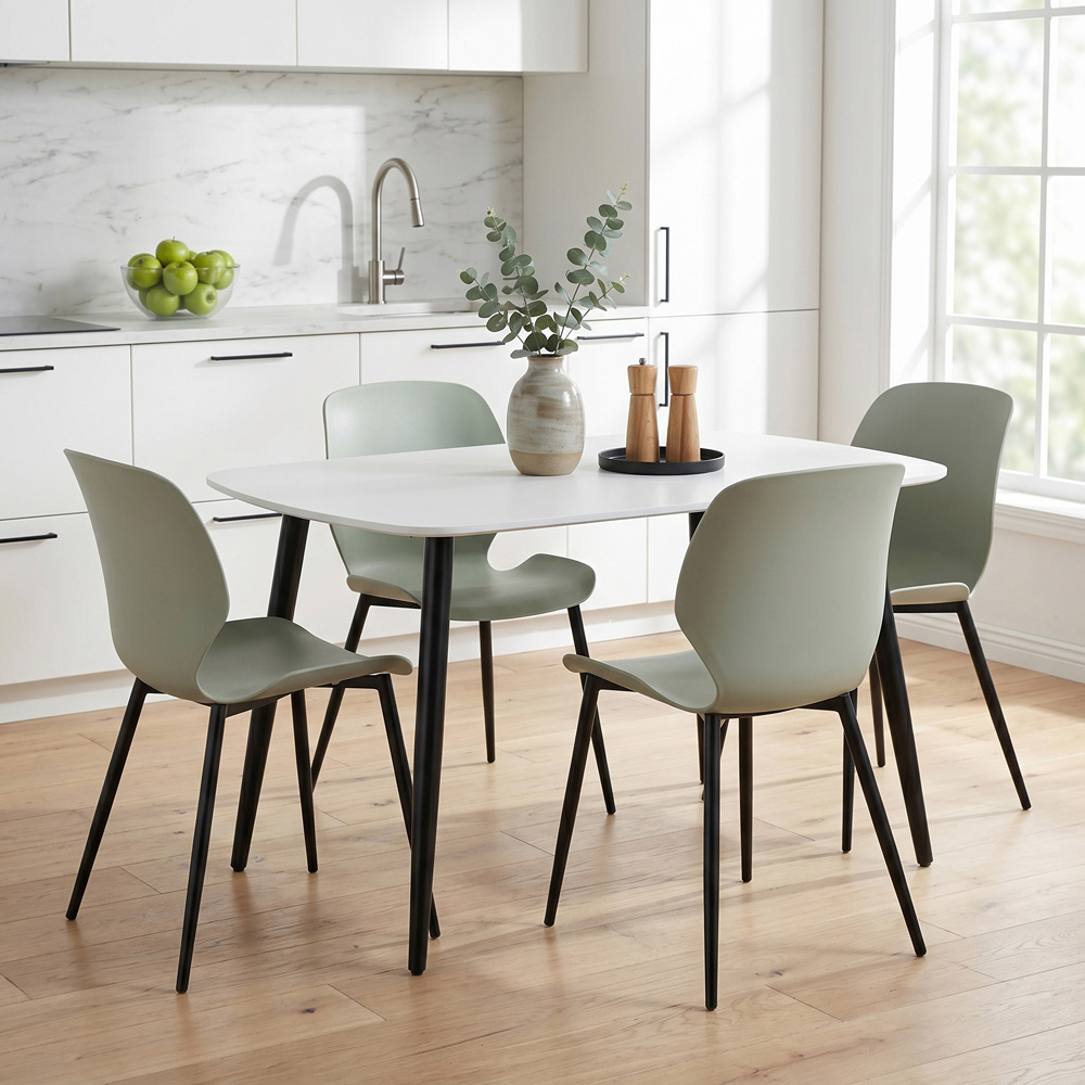 Core Products Aspen Carnaby 4 Seater Plastic Rectangular Dining Set White and Sage Green Image 5