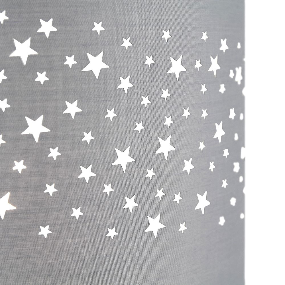 Happy Homewares Soft Grey Cotton Stars Decorated Pendant Shade Image 3