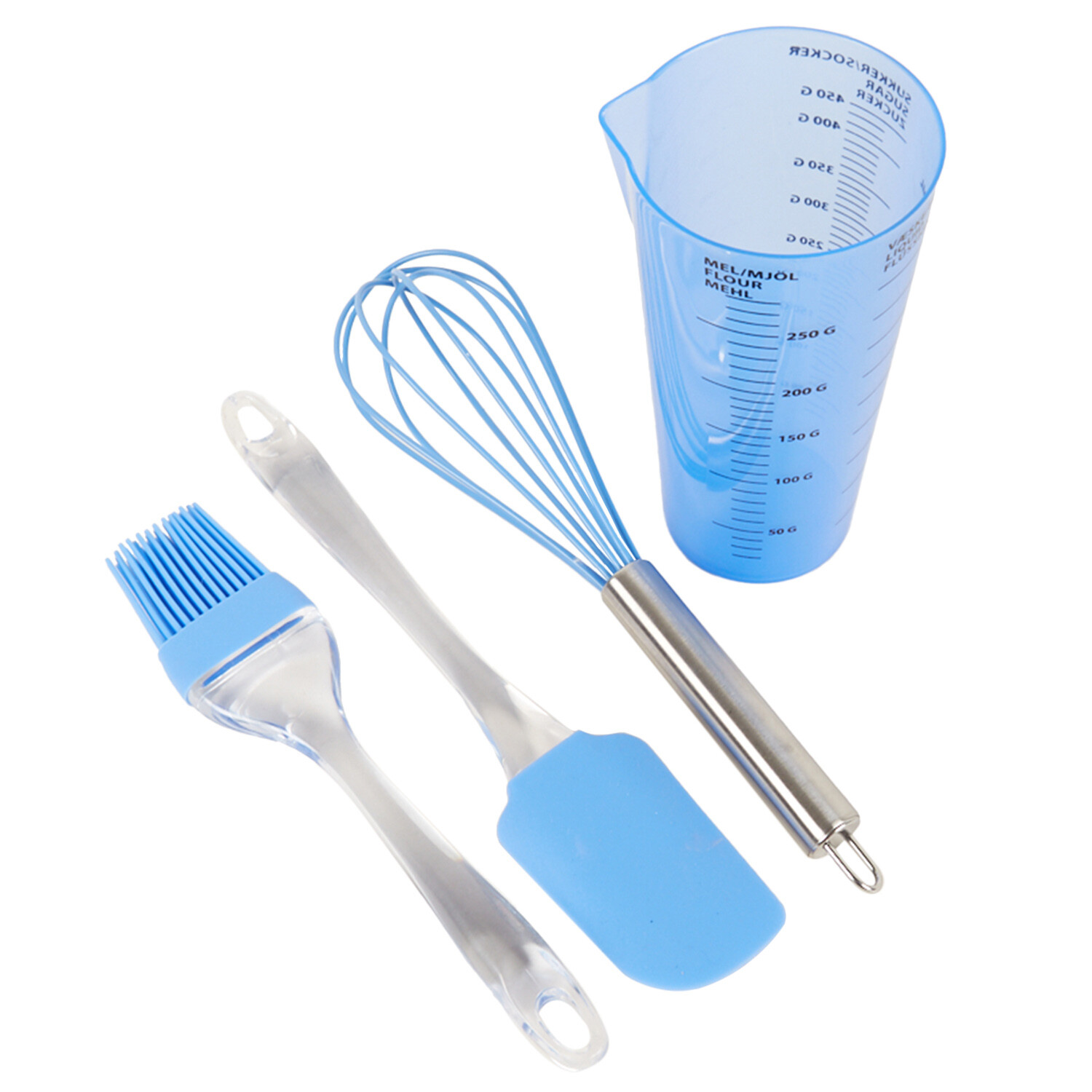 Pack of 4 Silicone Baking Set with Jug - Blue Image 3