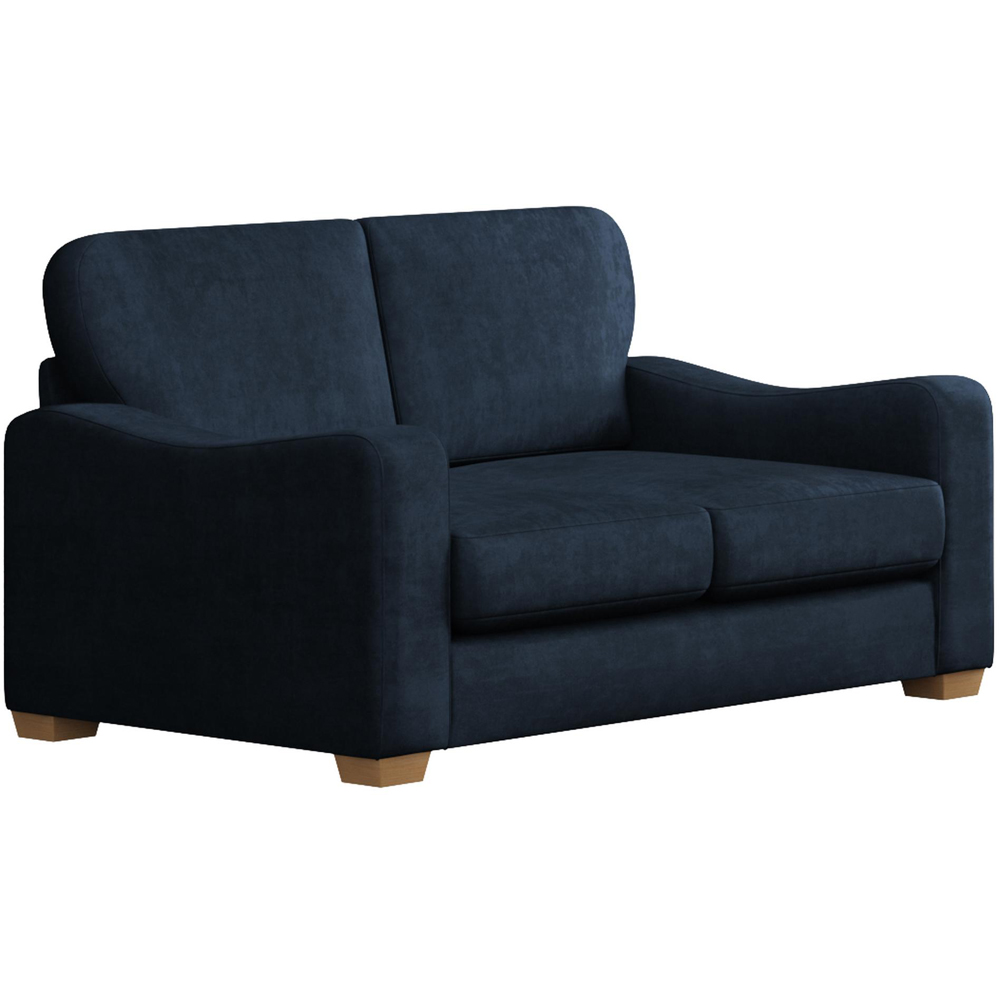 Theadford 2 Seater Royal Blue Plush Velvet Fixed Back Sofa Image 3