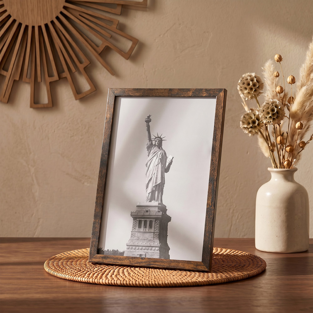 Living and Home Dark Walnut Wood Photo Frame 8.3 x 11.7 inch 5 Pack Image 2