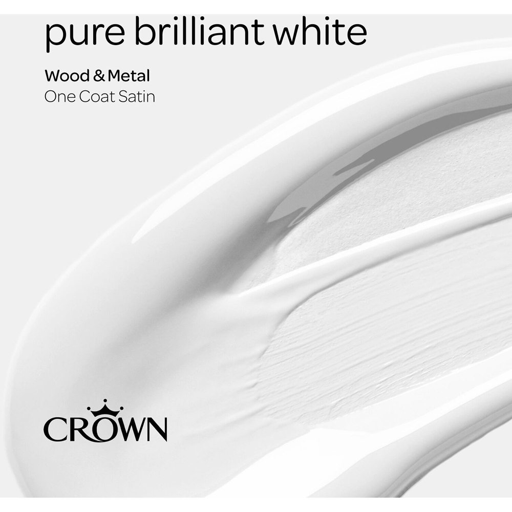 Crown Wood and Metal One Coat Satin Pure Brilliant White 2.5L Image 6
