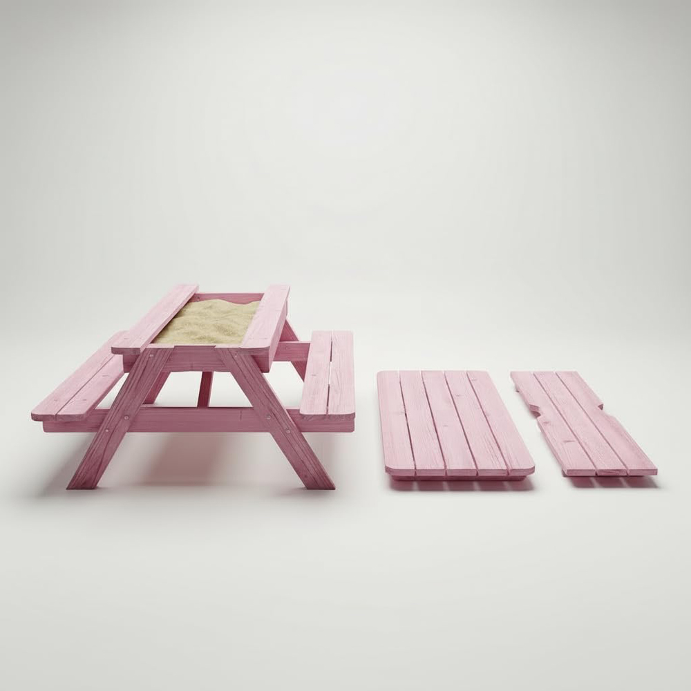 AMATA Children's Powder Pink Wooden Garden Table with Interchangeable Top Image 3