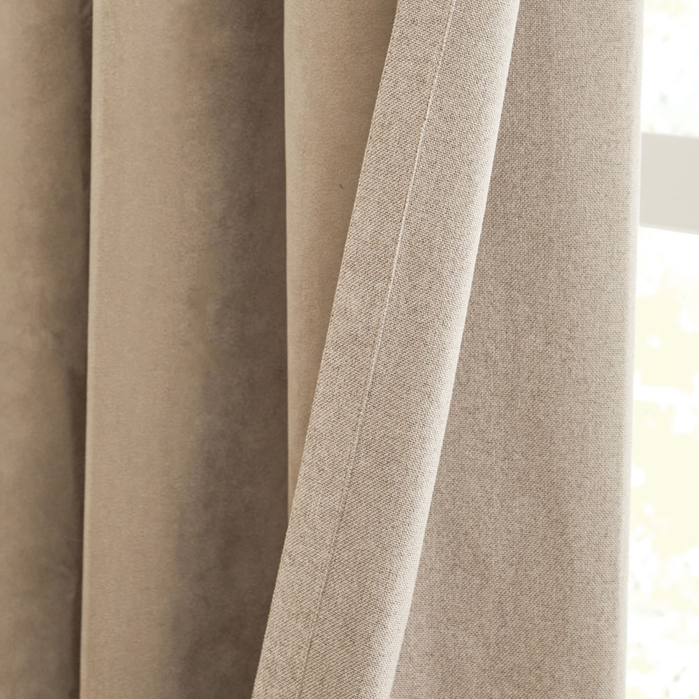 Furn Verso Mocha Reversible Suede-Look Blackout Eyelet Curtains 117 x 183cm Image 2