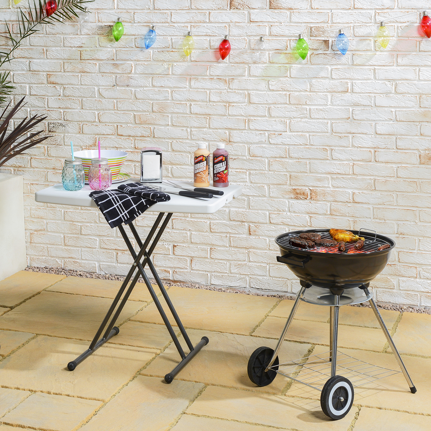 White and Black Folding Camping Table Image 2