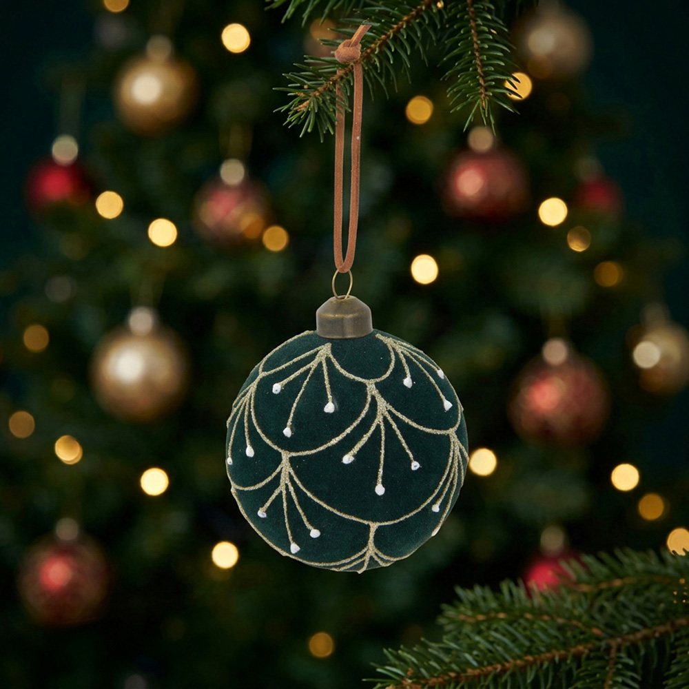Flocked Glitter Bauble Image 3