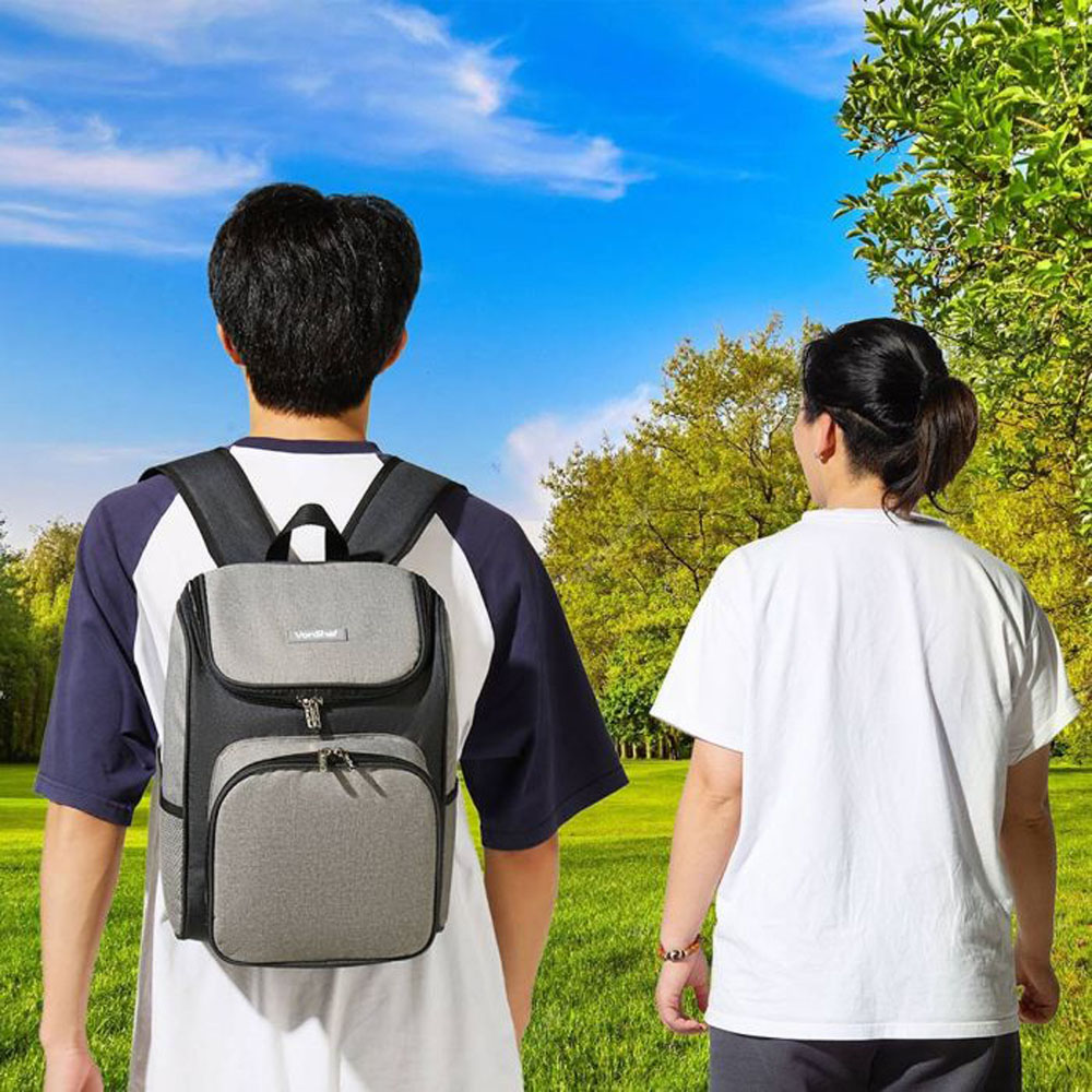 VonShef 2 Person Grey Picnic Hamper Backpack Image 2
