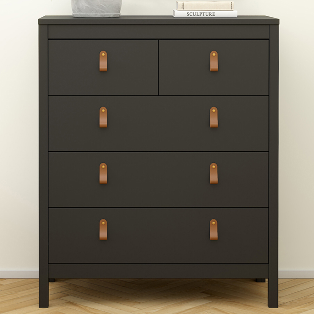 Florence Barcelona 5 Drawer Matt Black Chest of Drawers Image 1