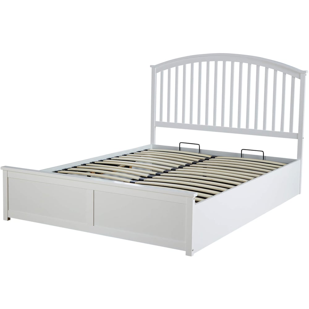 Home Source Madrid Double White End Lift Ottoman Storage Bed Image 2