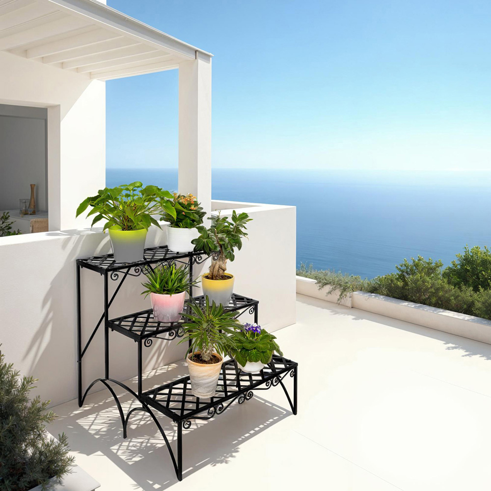 tectake 3 Level Stabilising Back Struts Plant Stand 60 x 60 x 60 cm Image 5
