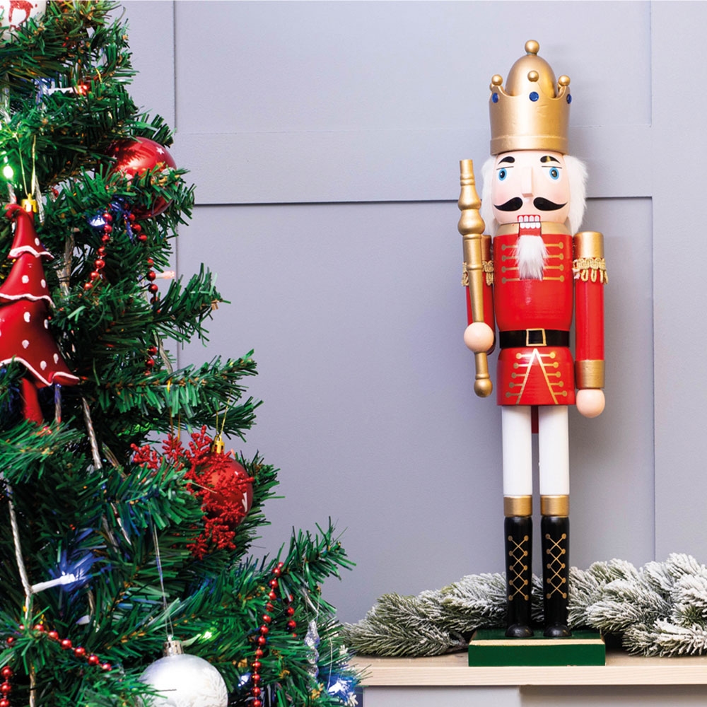 St Helens Red and Gold Classic Wooden Nutcracker Soldier 60cm Image 4