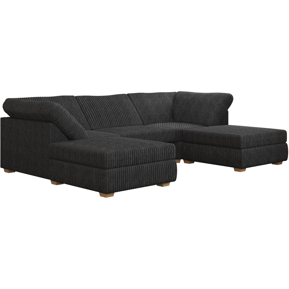 Nestle 5 Seater Steel Plush Faux Fur Fixed Back U-Shape Sofa Image 3