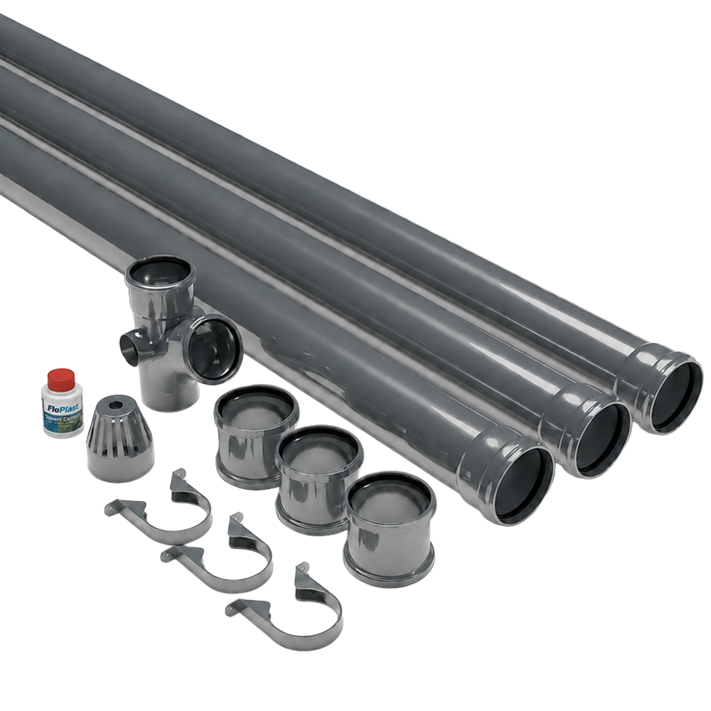 FloPlast Ring Seal Soil Stack Complete Kit Anthracite Grey 110mm Image