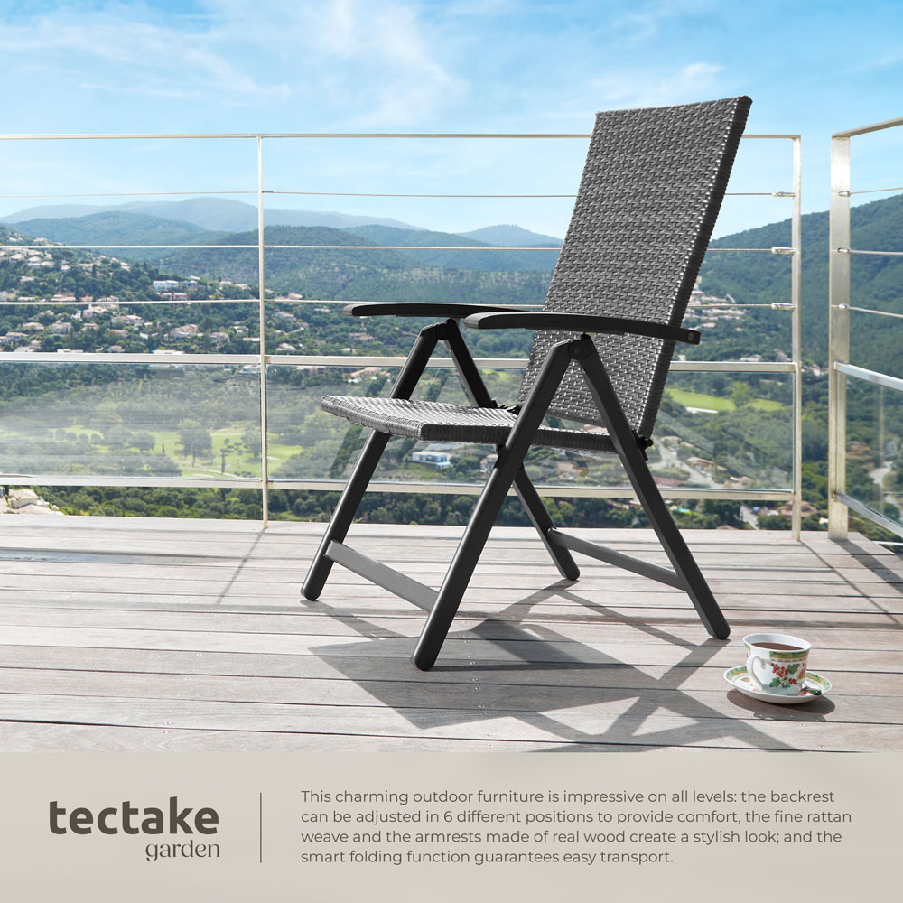 tectake Canberra Grey 6 Step Adjustable and Foldable Garden Chair Image 4