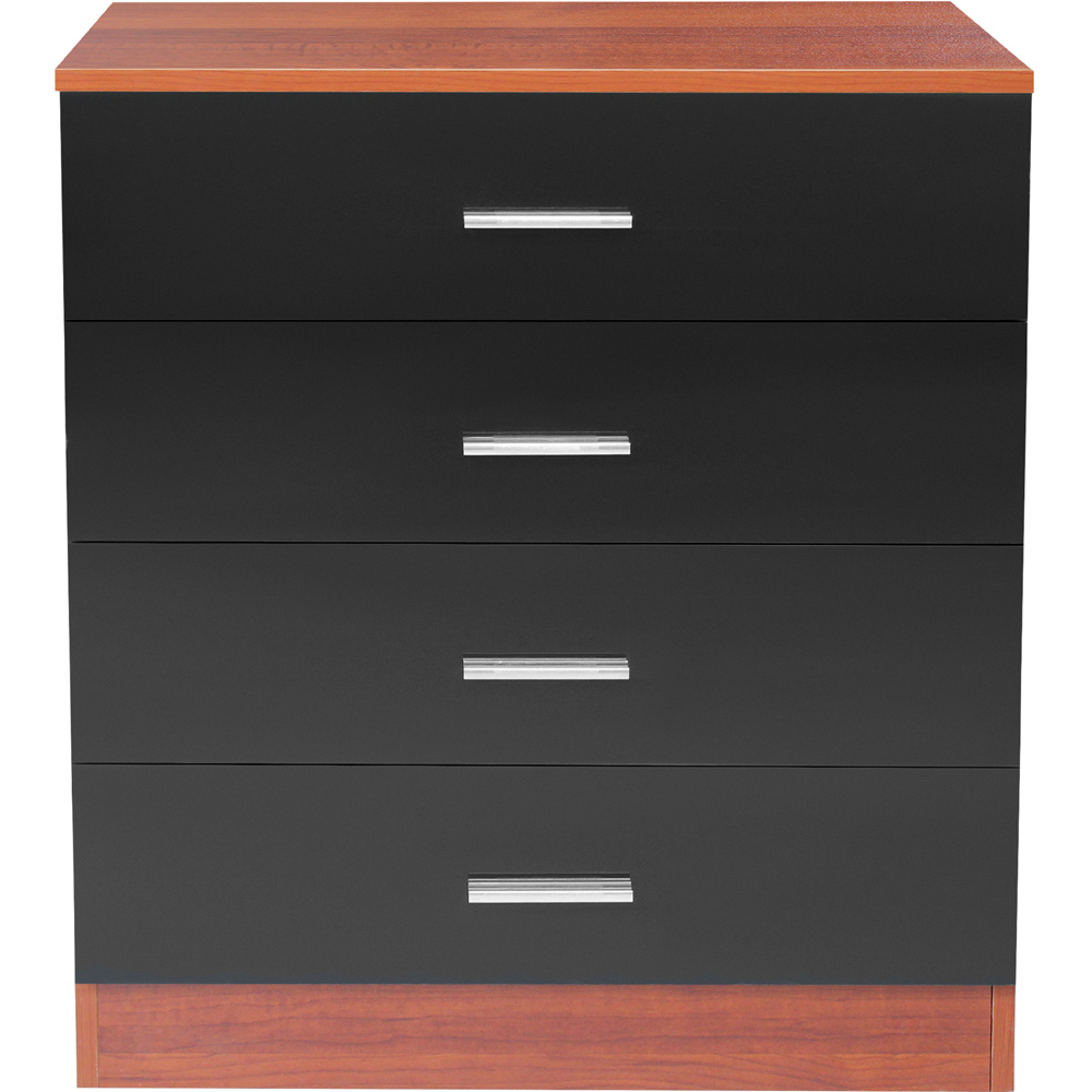 Brooklyn 4 Drawer Walnut and Black High Gloss Chest of Drawers Image 4