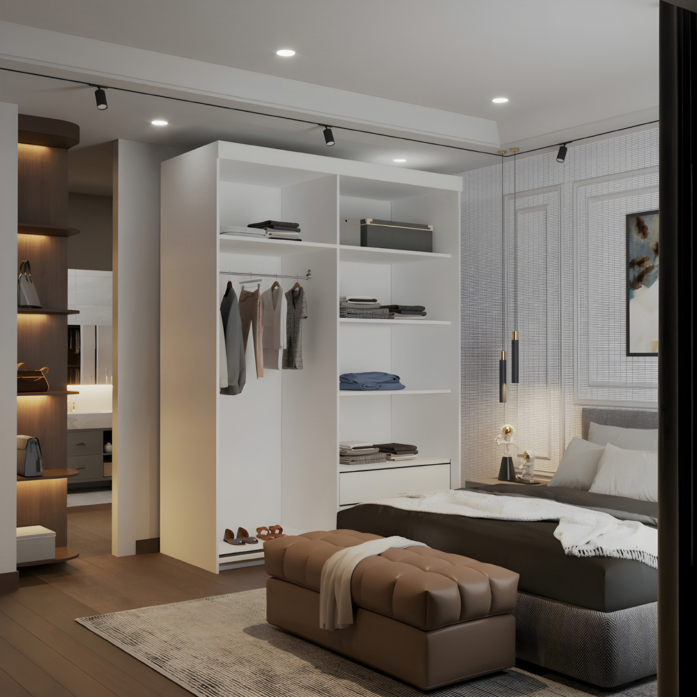 Sliding Wardrobes 4U 2 Sliding Door White Modern Silver Trim Mirrored Wardrobe 150cm Image 4