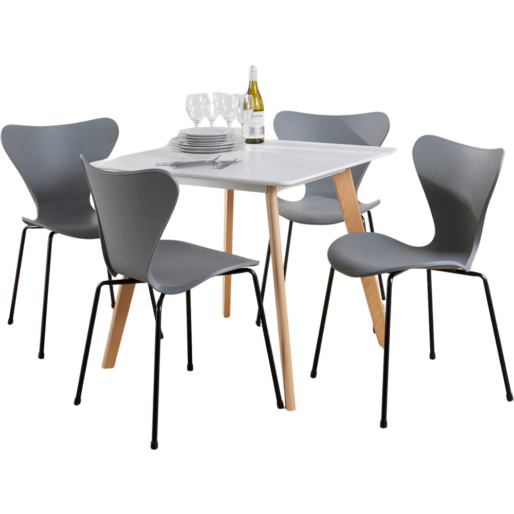 Home Source Trinity Penny 4 Seater Dining Set Grey Image 2