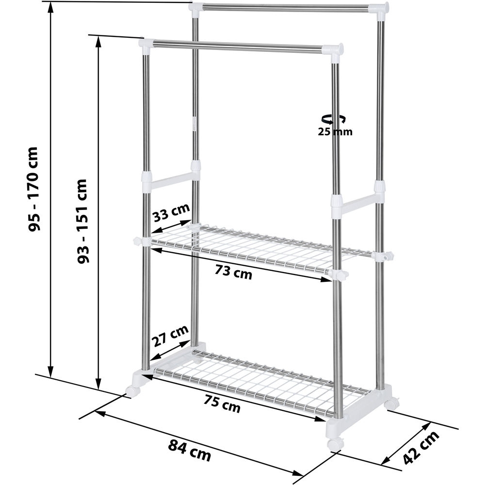 tectake 2 Shelf Height Adjustable Clothes Rail Image 9