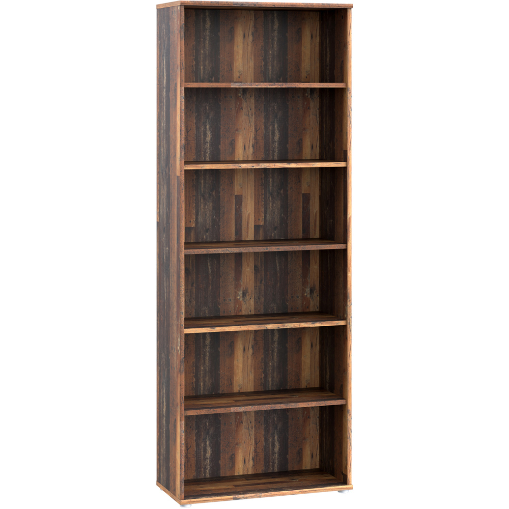 Florence Essential 5 Shelf Vintage Oak Wide Bookcase Image 2