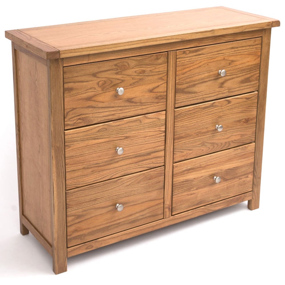 Cabinet Bits Trivento 6 Drawer Brown Chrome Knob Chest of Drawers Image 3