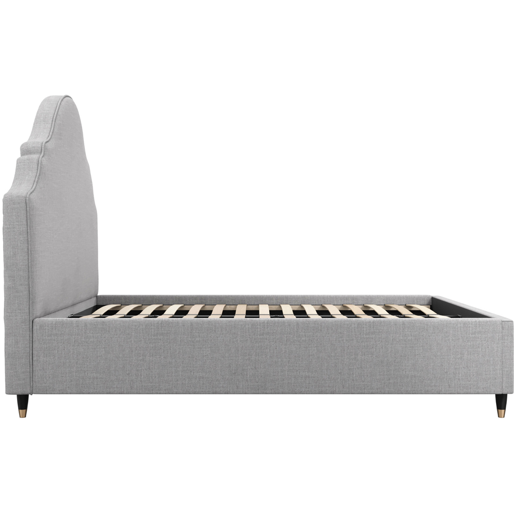 LPD Home Quince Light Grey Double Linen Blend Fabric Bed with Ornate-Style Headboard Image 4