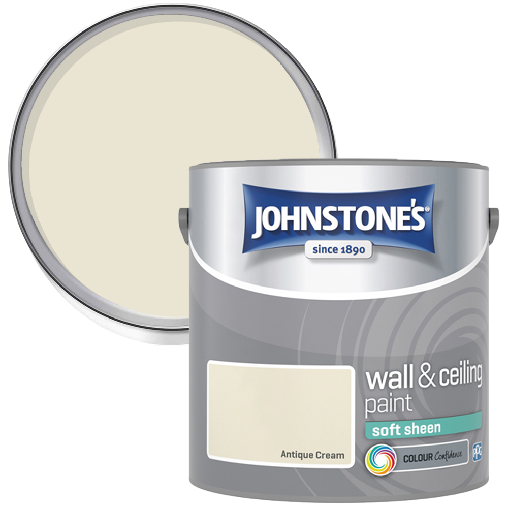 Johnstone's Walls & Ceilings Antique Cream Soft Sheen Paint 2.5L Image 1