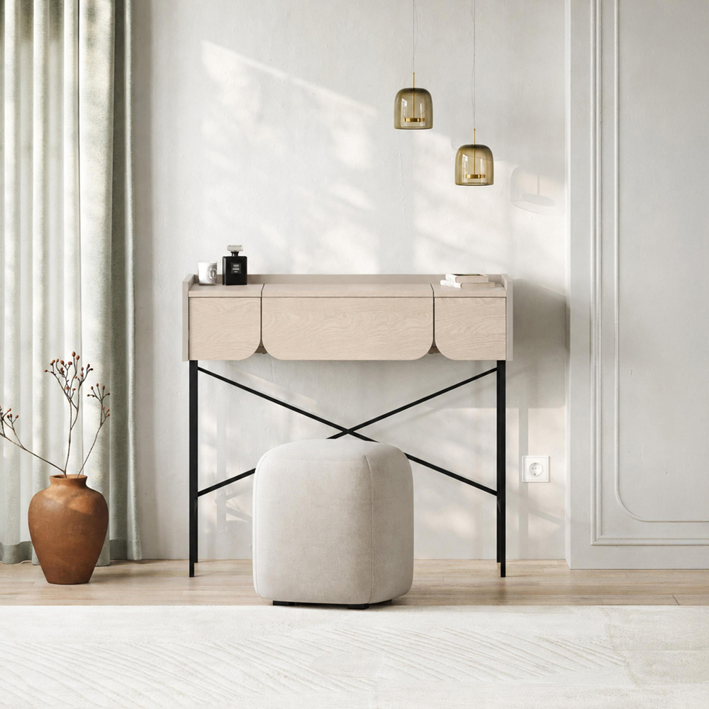 Decortie Terra 2 Drawer Sonoma Oak Dressing Table with Mirror Image 4