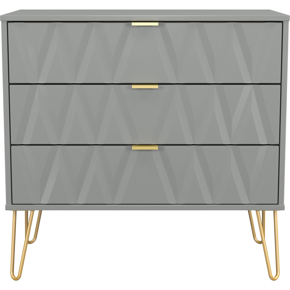 Crowndale Diamond 3 Drawer Dusk Grey Chest of Drawers Ready Assembled Image 3
