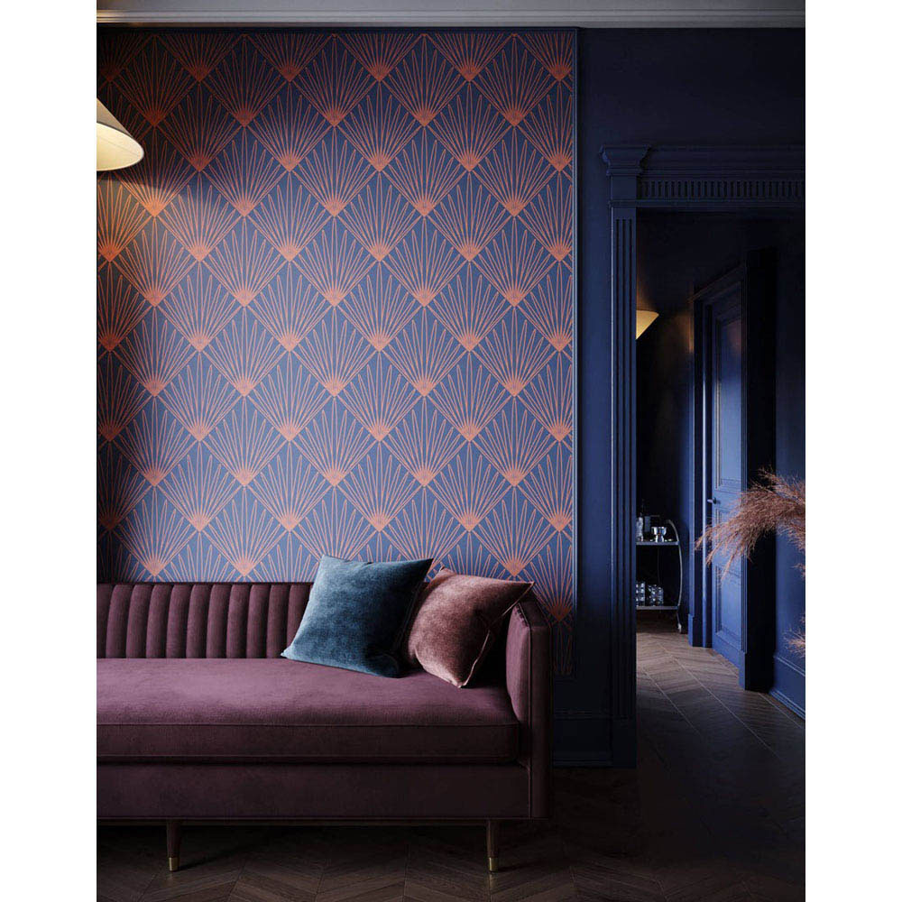Bobbi Beck Eco Luxury Art Deco Burst Blue Wallpaper Image 3