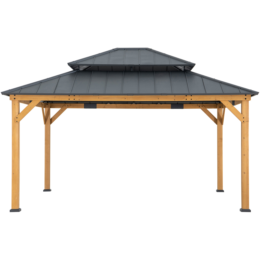 Sunjoy Rimo 3.9 x 4.5m Anthracite Cedar Wood Gazebo Image 2