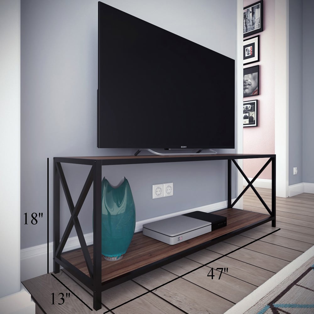 Decorotika Xena Single Shelf Walnut and Black TV Unit Image 4