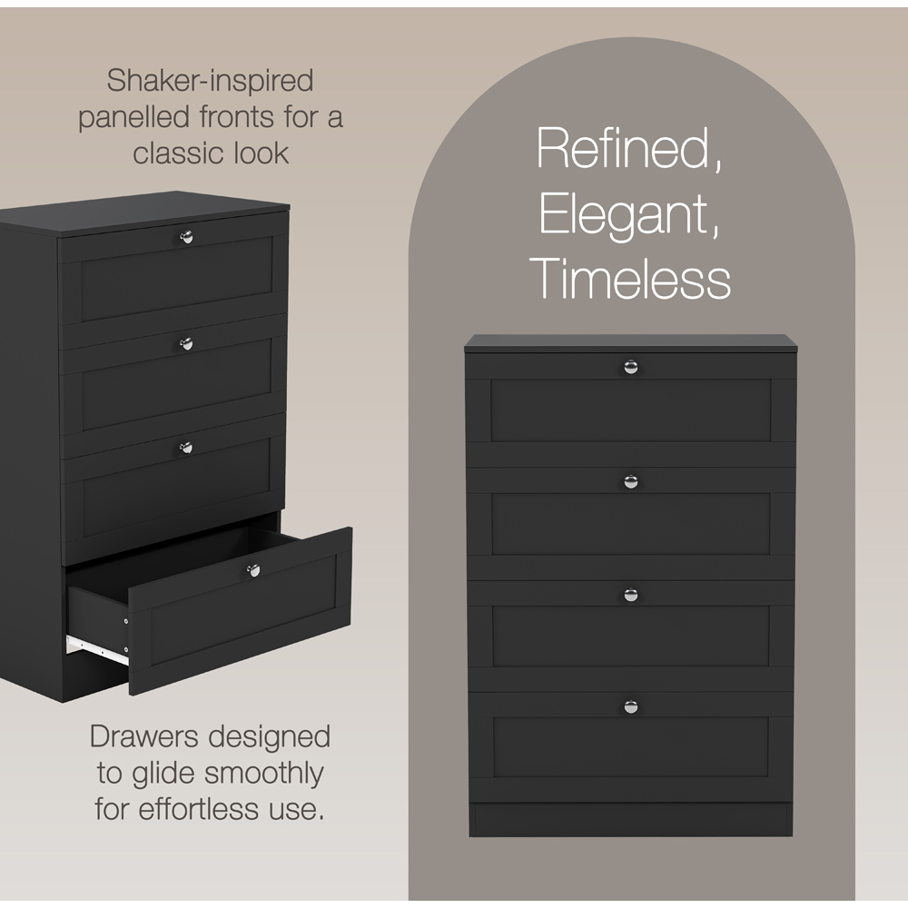 VIDA DESIGNS Altino 4 Drawer Black Shaker-Style Chest of Drawers Image 8