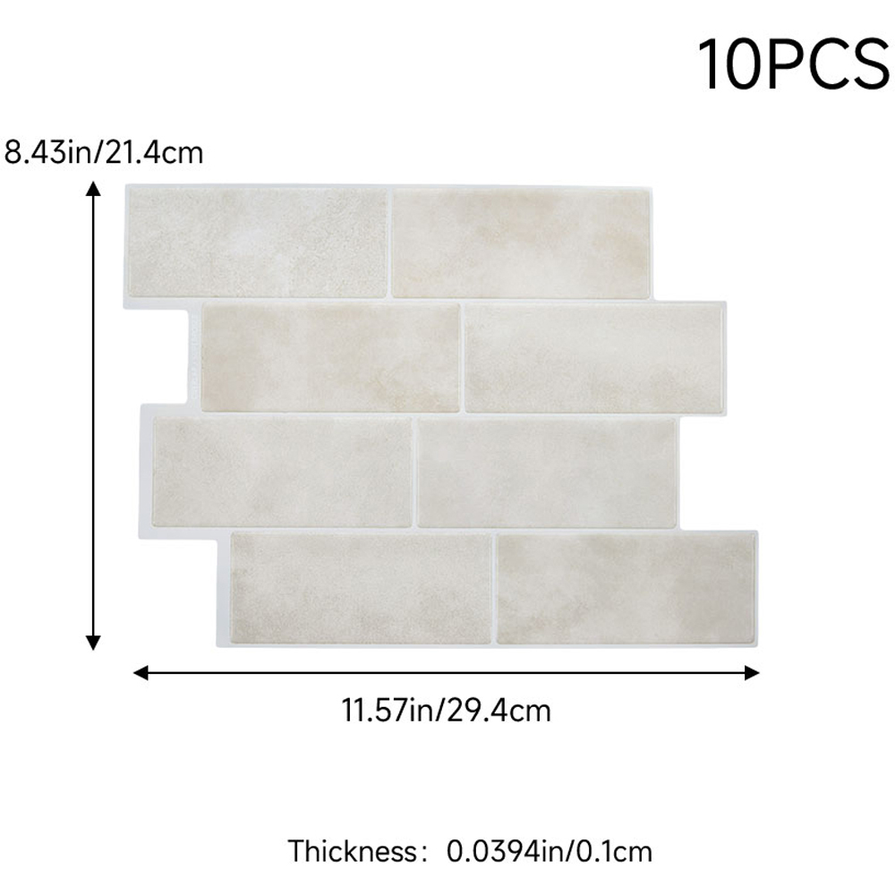 Living and Home Brick Effect Beige Rectangle Self Adhesive Wall Sticker 10 Pack Image 9