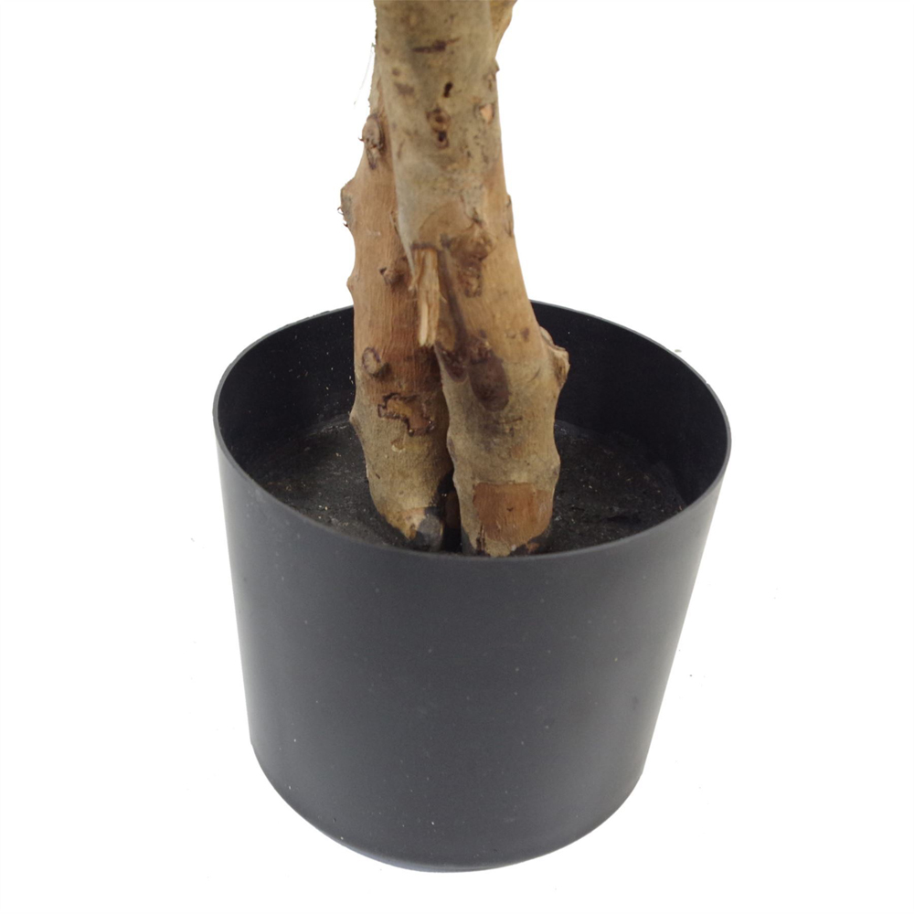 Leaf White Edge Bushy Ficus Leaf Artificial Plant with Silver Metal Planter 130cm Image 3