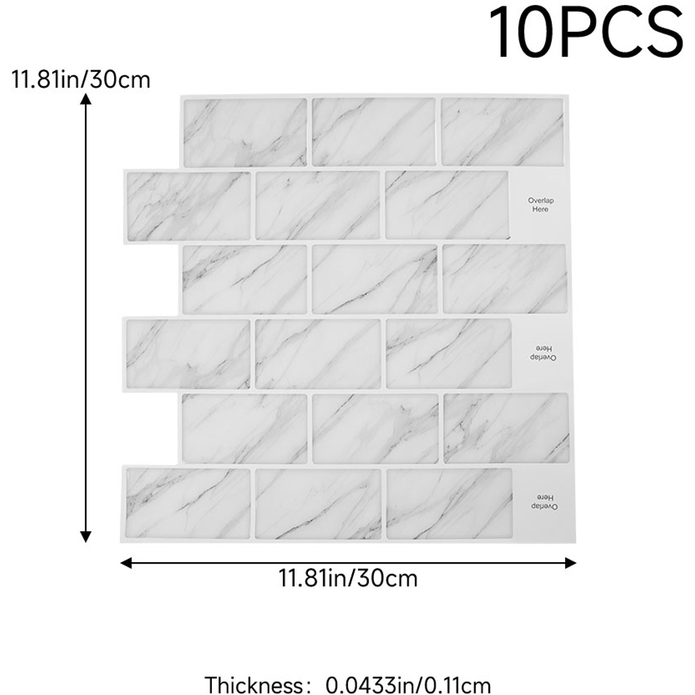 Living and Home White Peel and Stick Marble Wallpaper Tile 30 x 30cm 10 Pack Image 8