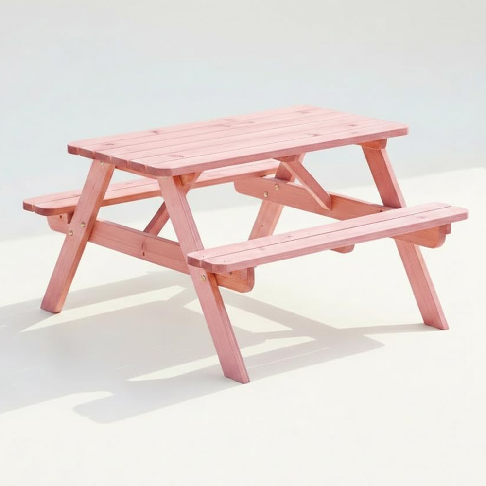 AMATA Ungurs Children's Powder Pink Maxi Wooden Picnic Table Image 2