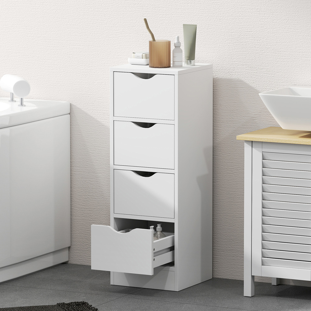 Portland 4 Drawer White Freestanding Bathroom Cabinet Image 7