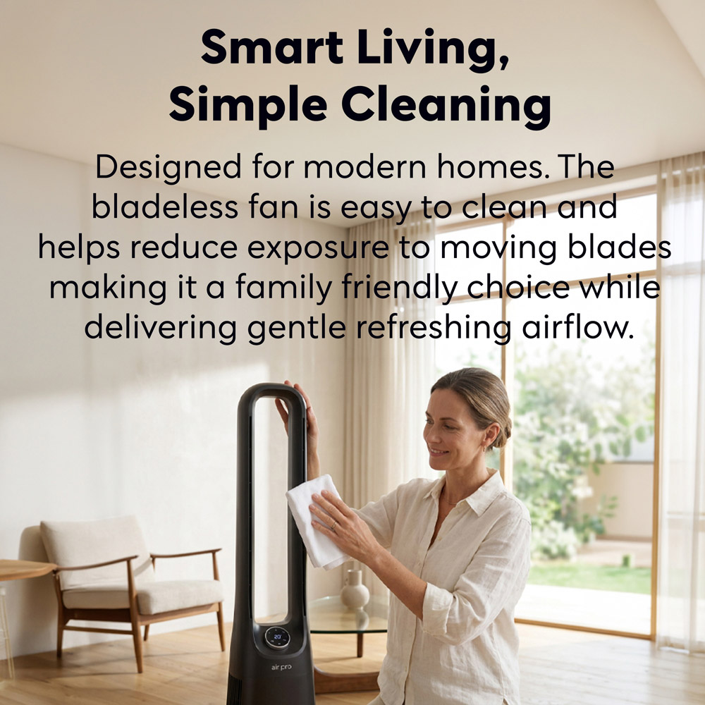 Air Pro Black Oscillating SmartVoice Bladeless Tower Fan with Remote 42 inch Image 8