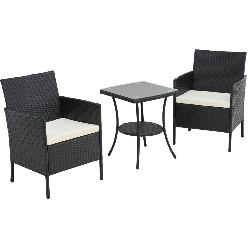 Living and Home 2 Seater PE Rattan Black Garden Bistro Set Image 2