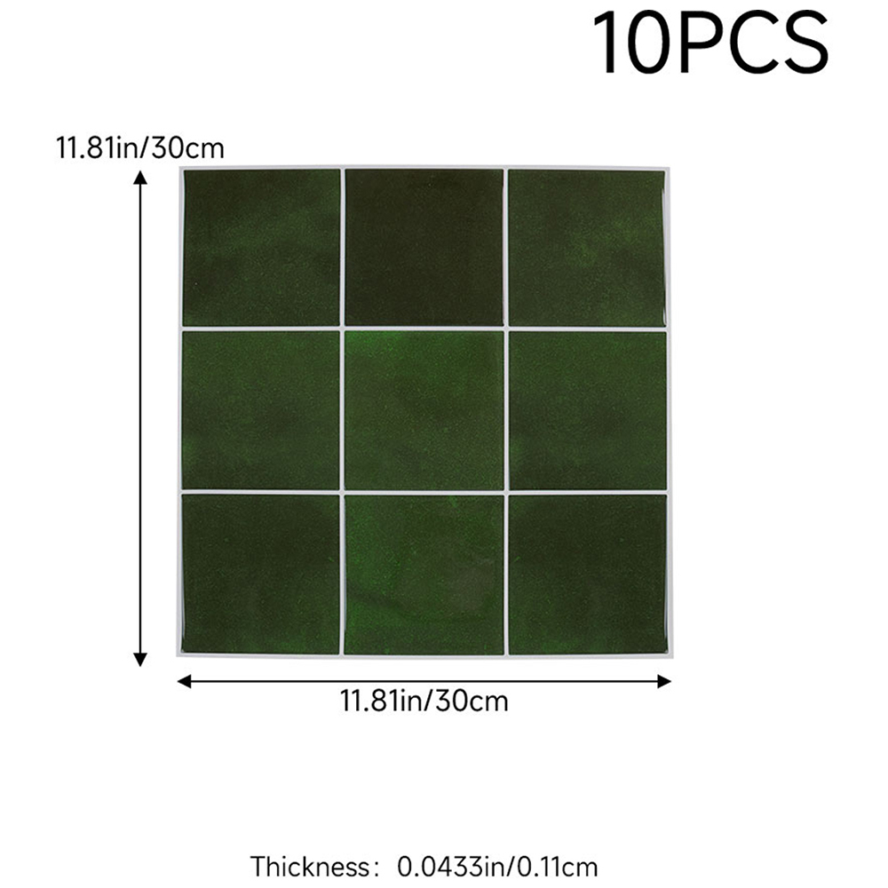 Living and Home 9 Grid Dark Green Peel and Stick Wall Tile Sticker 10 Pack Image 9