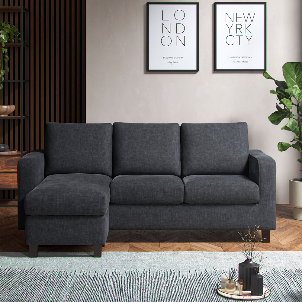 York 3 Seater Grey Turin Reversible L Shaped Corner Sofa Image 7