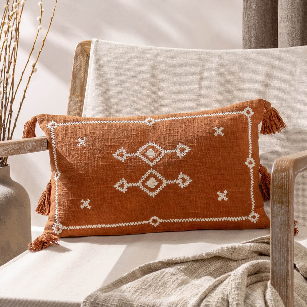 Yard Folis Pecan Embroidered Cushion Image 2
