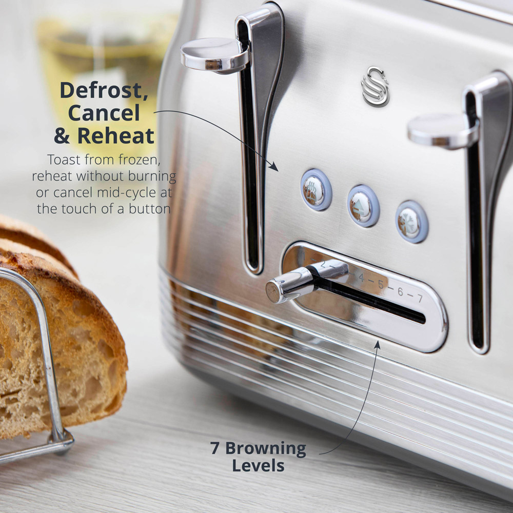 Swan Retro Revive Silver 4 Slice Toaster Image 5