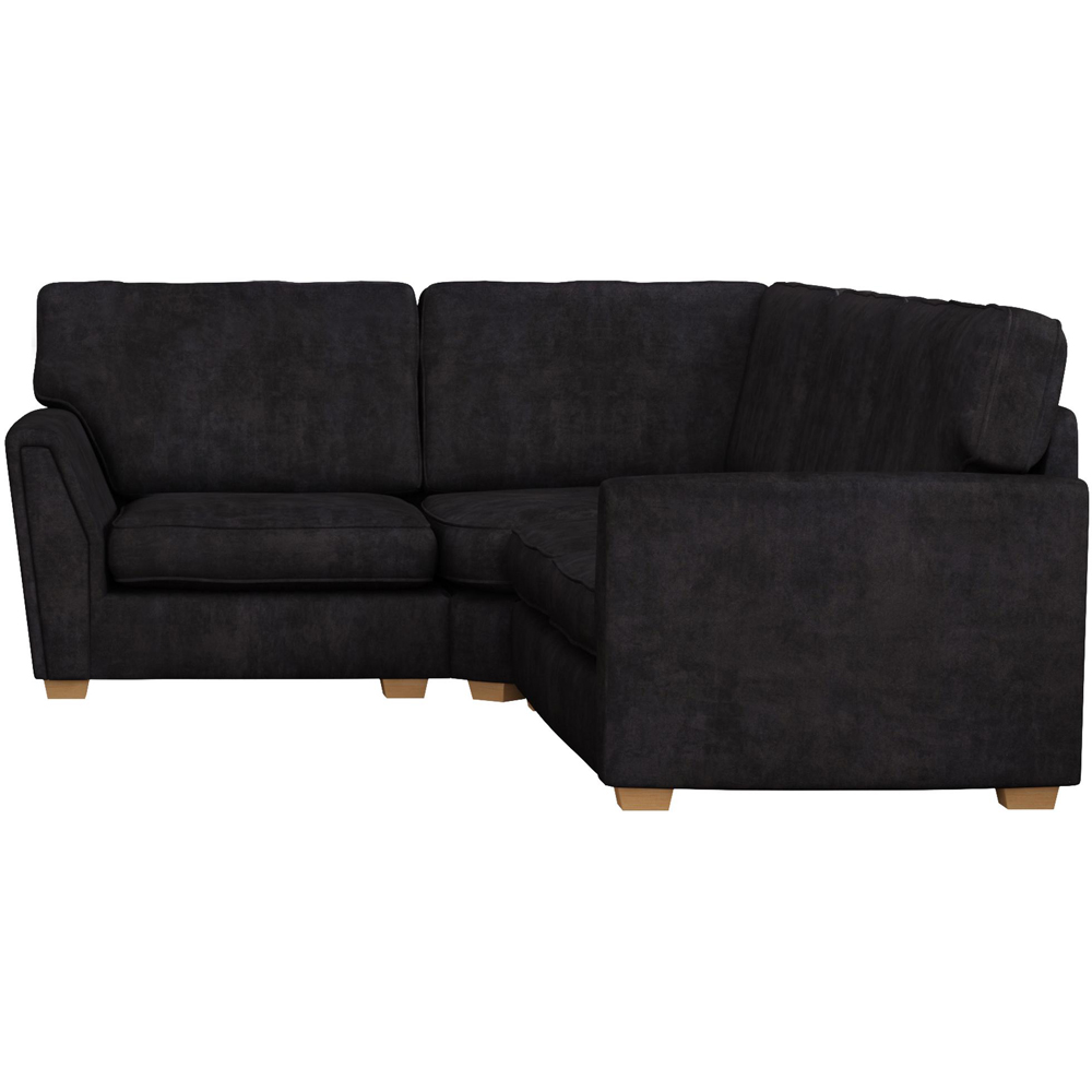 Wendleberry 3 Seater Ebony Plush Velvet Fixed Back Left Hand Corner Sofa Image 3