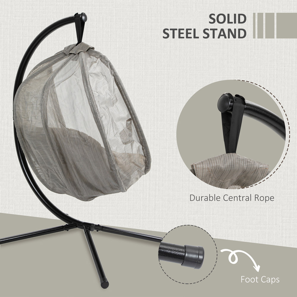 Outsunny Khaki Egg Chair with Cushions Image 6