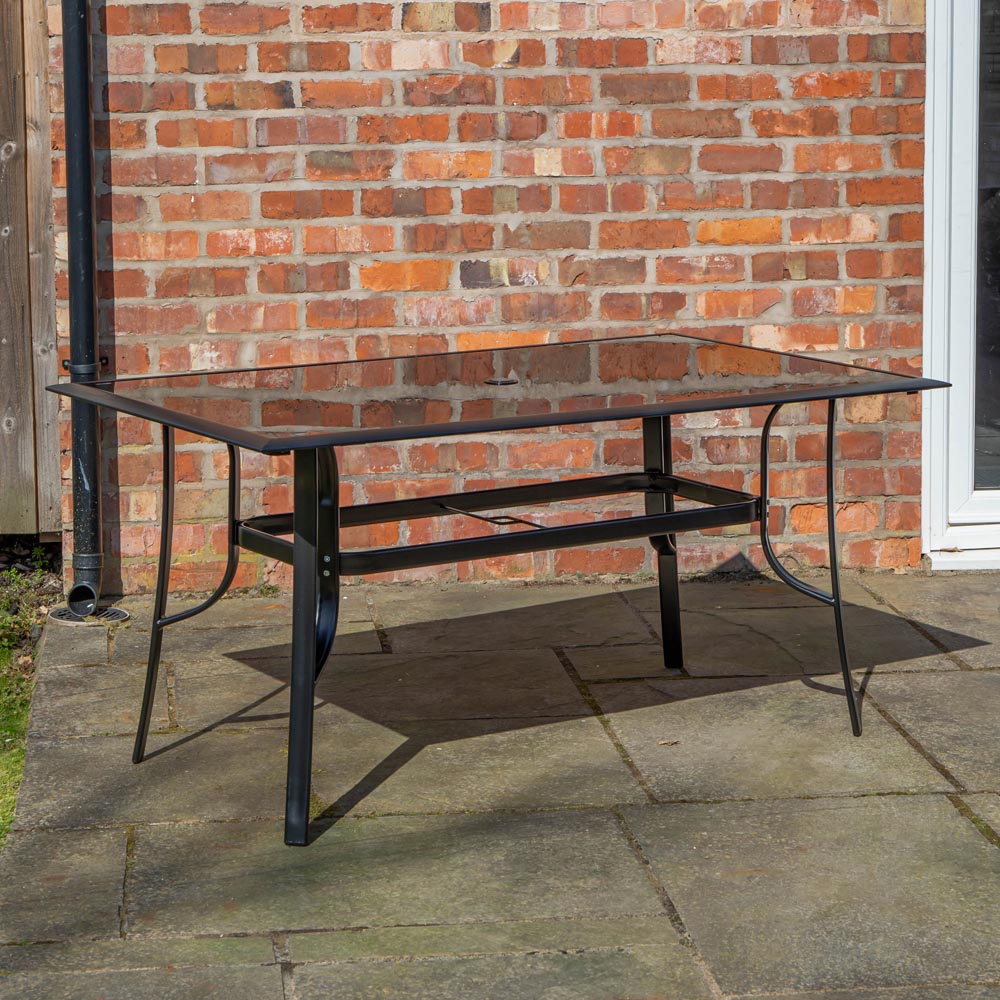 Samuel Alexander 4 Seater Garden Dining Table with Grey Havana Parasol and Base 2.7m Image 4