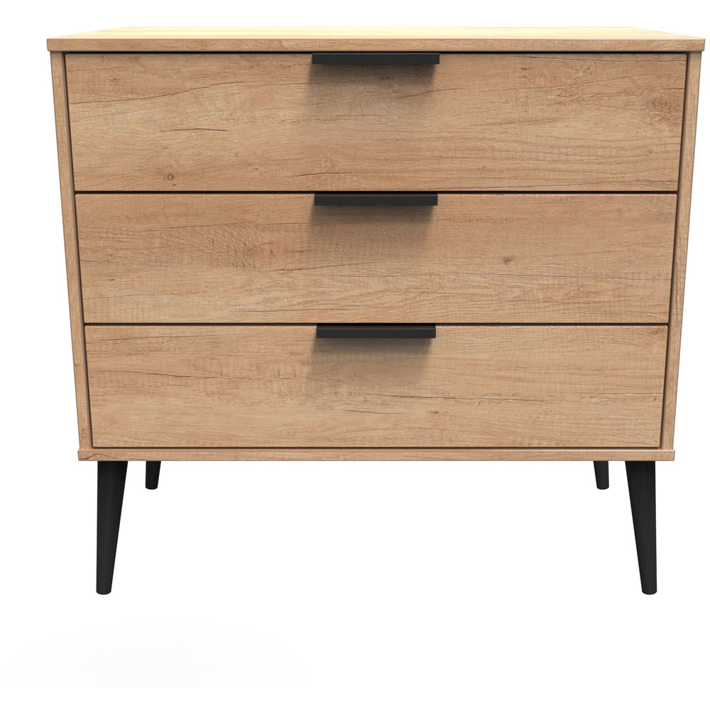 Crowndale Hong Kong 3 Drawer Nebraska Oak Chest of Drawers Ready Assembled Image 2